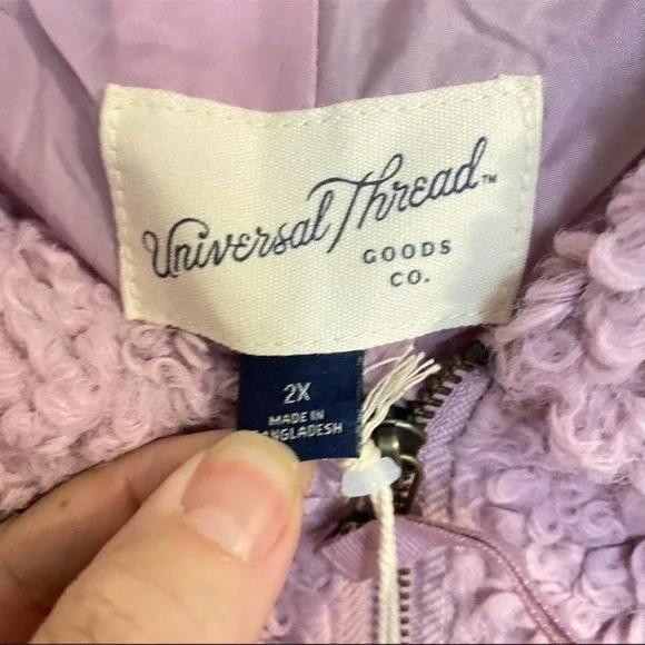 NWT Universal Thread Lavender Pastel Sherpa Bomber Jacket - 2X - Picture 4 of 5
